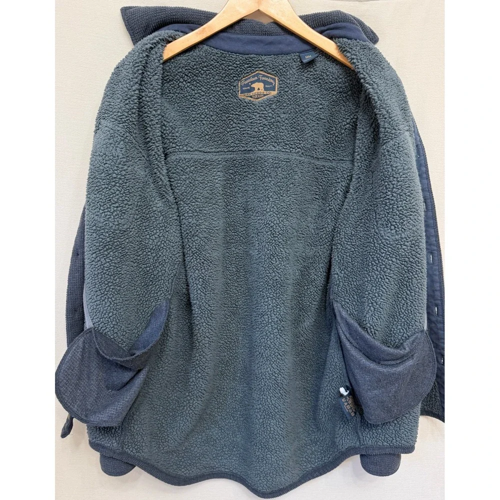 Freedom Foundry Mens Waffle Knit Sherpa Lined Shirt Jacket Blue Medium